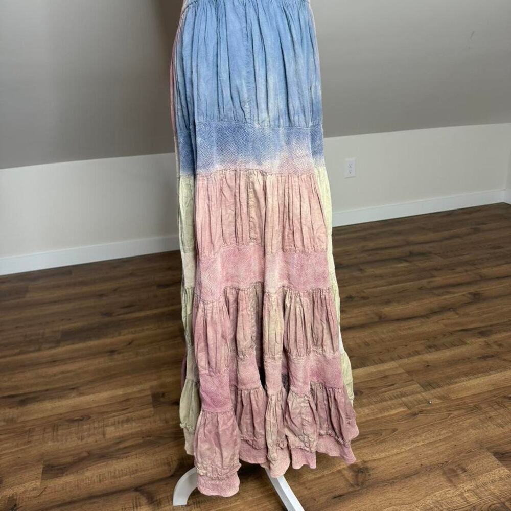 Styleworks Tiered Tie Dye Maxi Skirt Boho Prairie Festival Skirt Size L - Picture 5 of 7